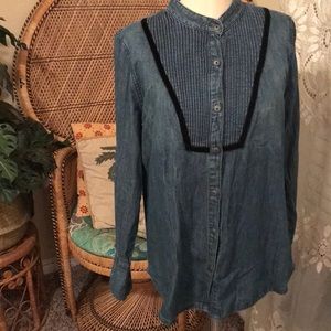 Free People Denim Western Shirt Medium
